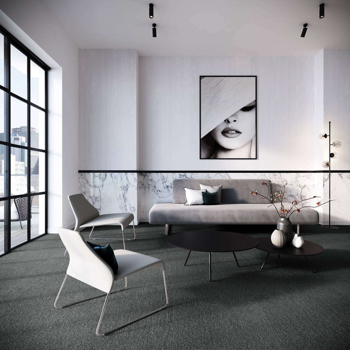 Heltäckningsmatta City Life Fame 79 400cm, Mörkgrå