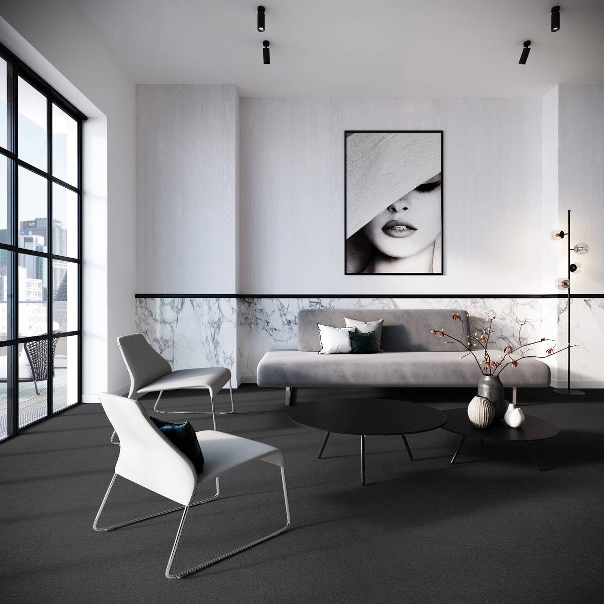 Heltäckningsmatta City Life Triumph 97 400cm, Mörkgrå