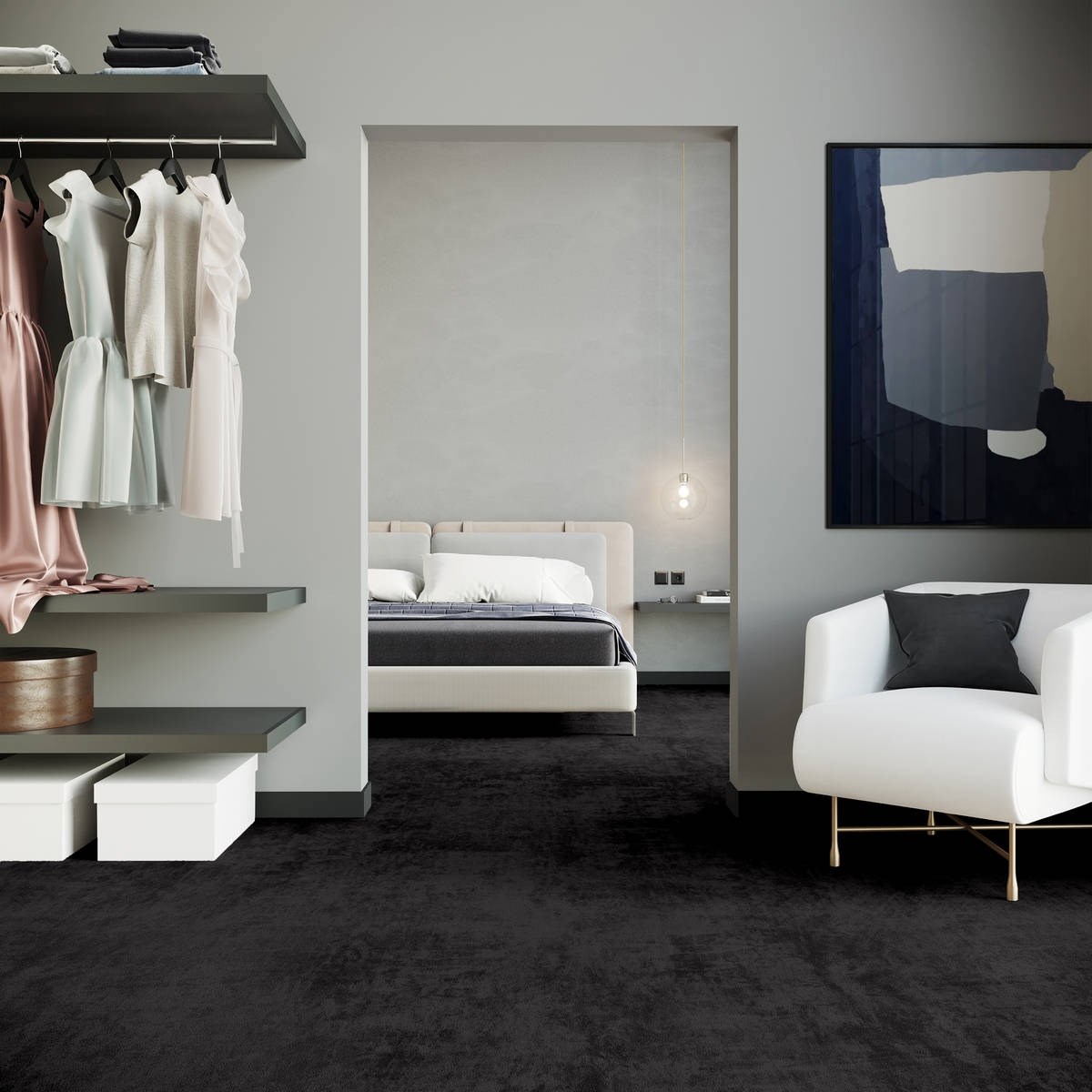 Heltäckningsmatta City Life Relax 98 500cm, Mörkgrå