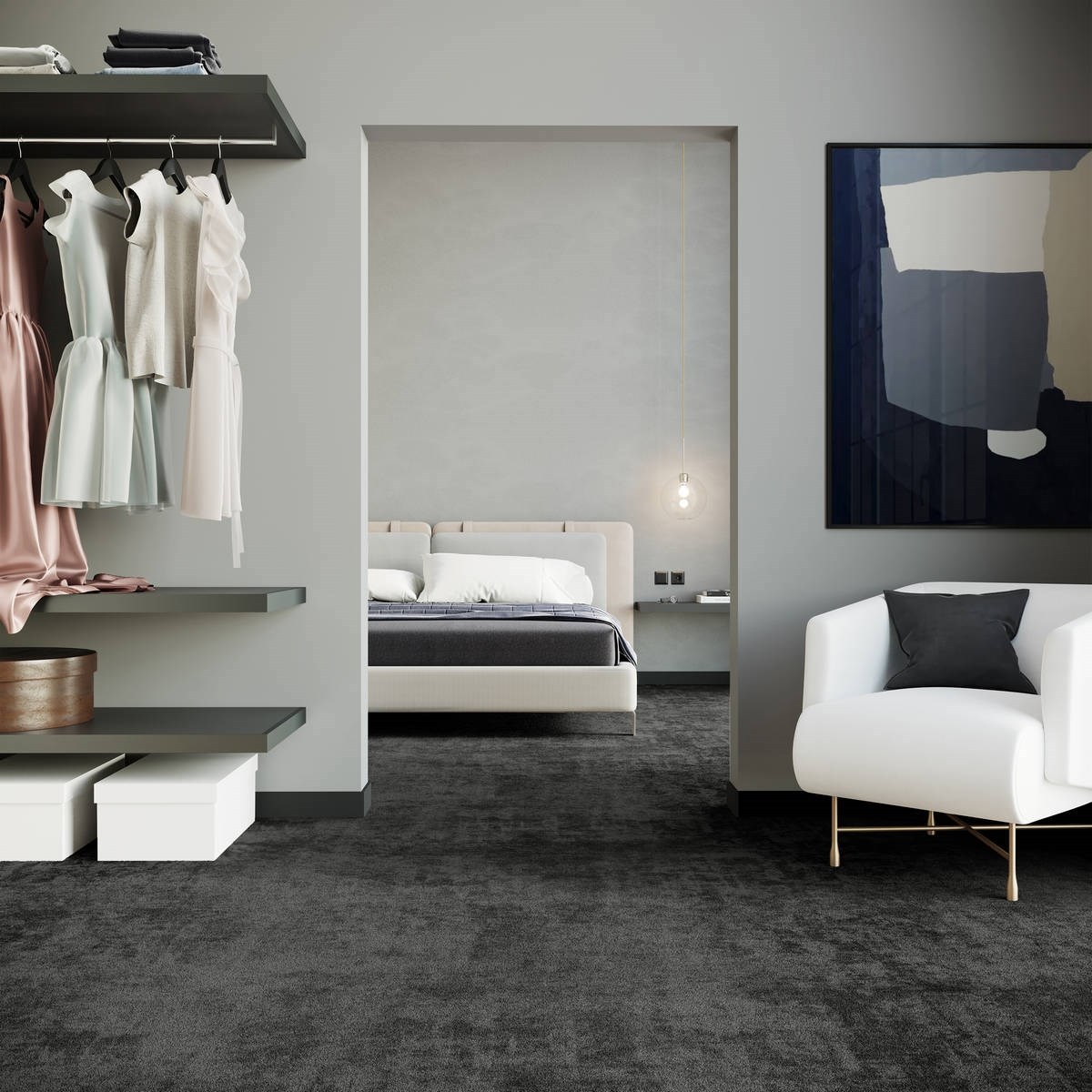 Heltäckningsmatta City Life Lounge 99 400cm, Mörkgrå