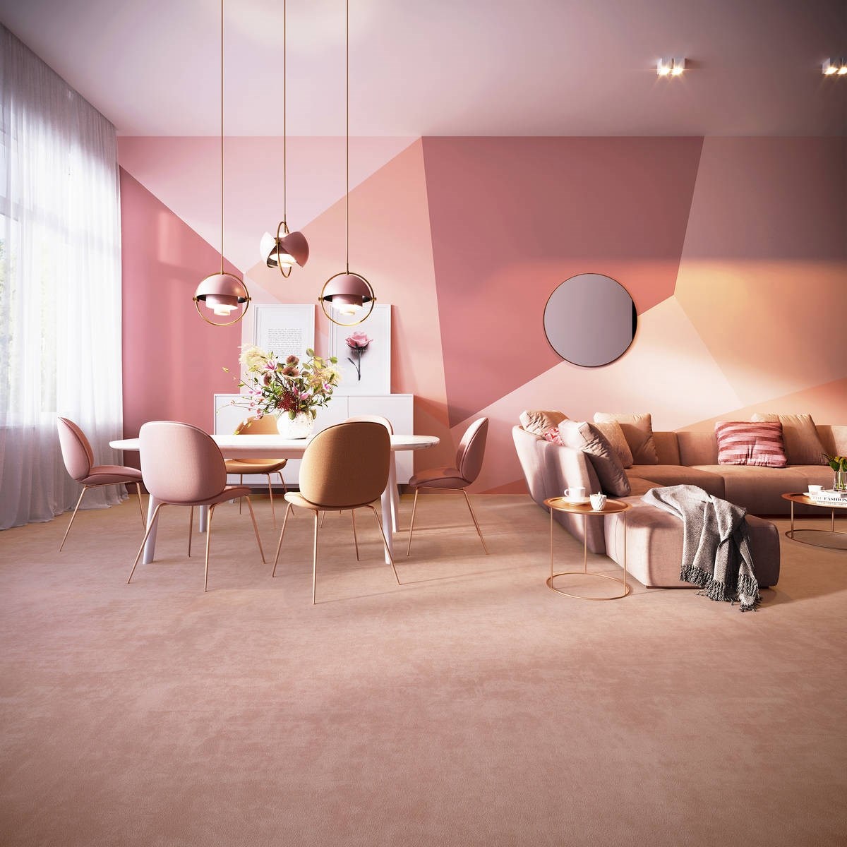 Heltäckningsmatta Sweet Life Relax 80 400cm, Rosa