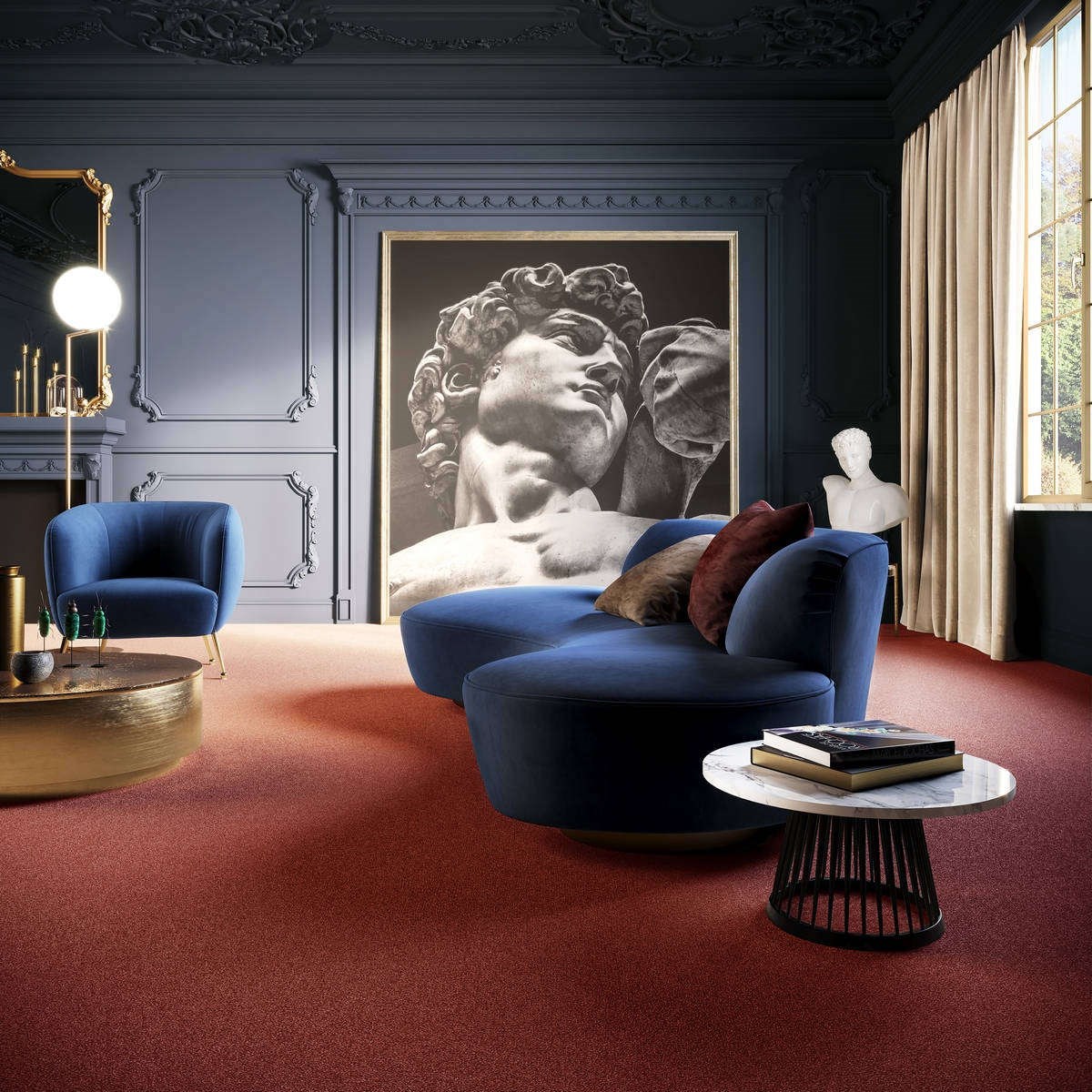 Heltäckningsmatta Classic Life Glory 12 500cm, Röd