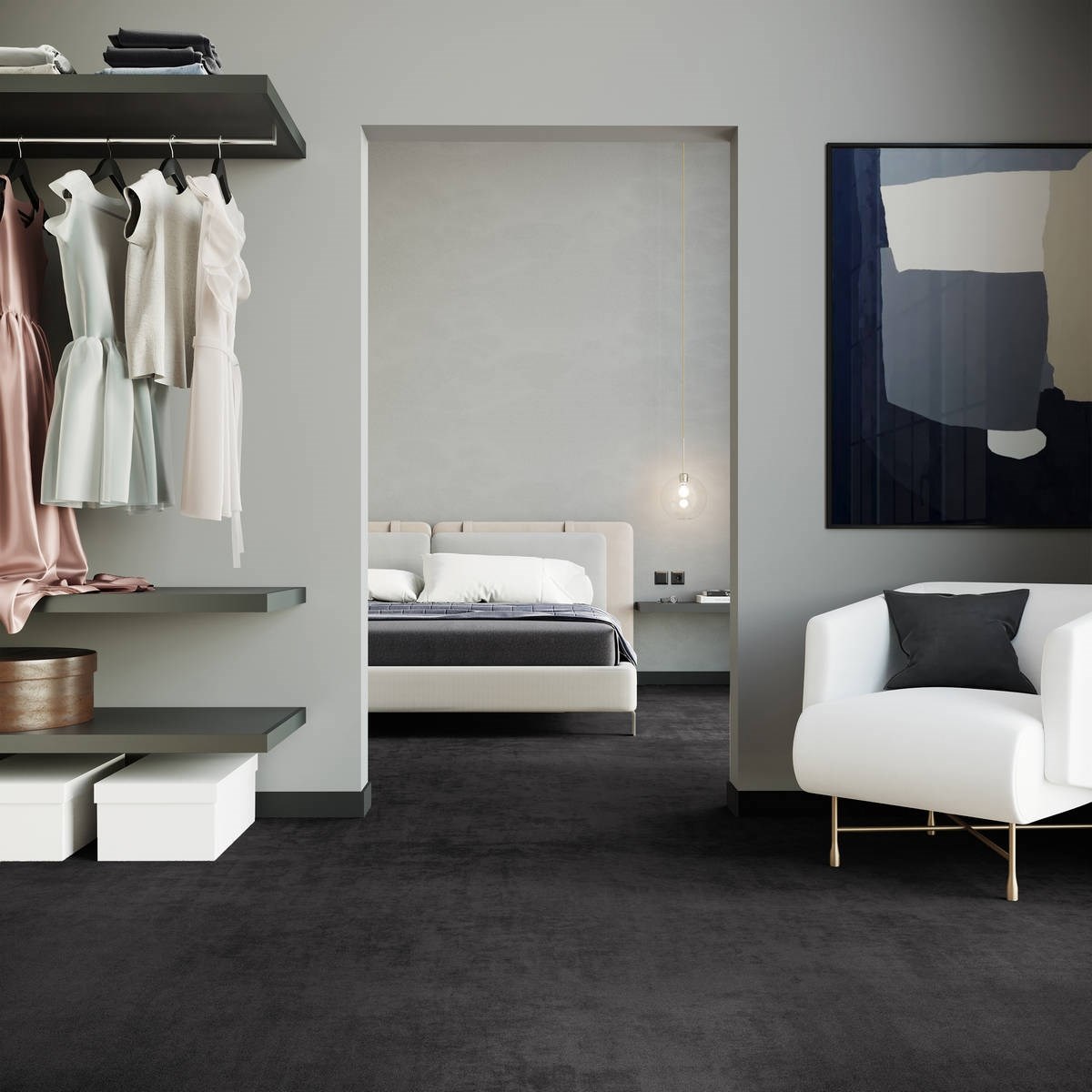 Heltäckningsmatta City Life Glory 98 400cm, Svart