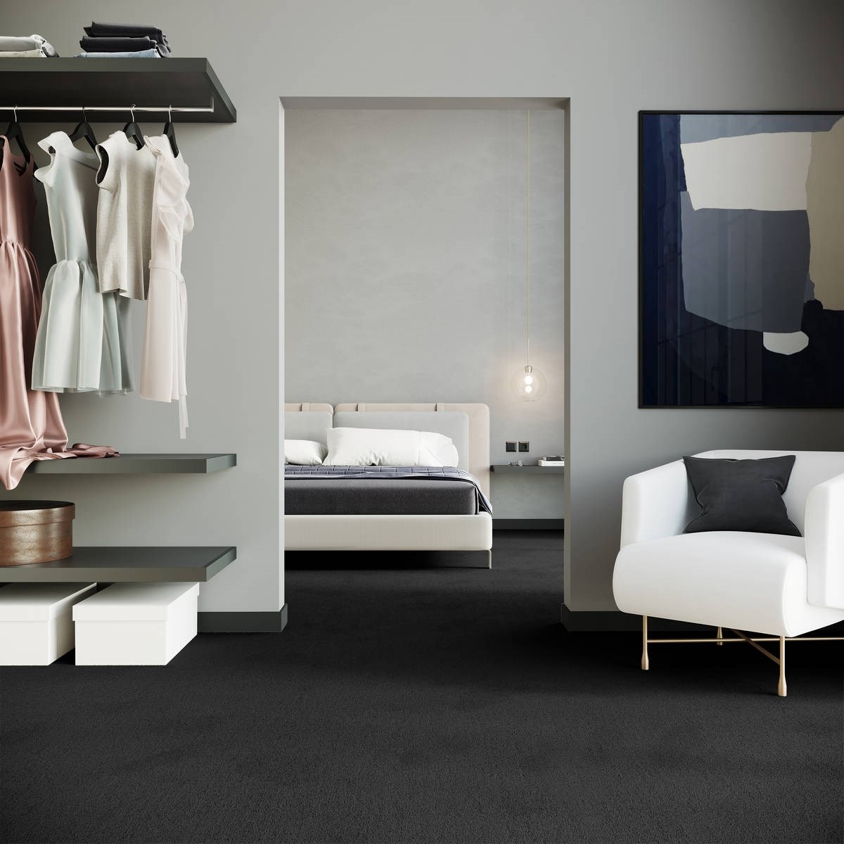 Heltäckningsmatta City Life Feeling 99 500cm, Svart