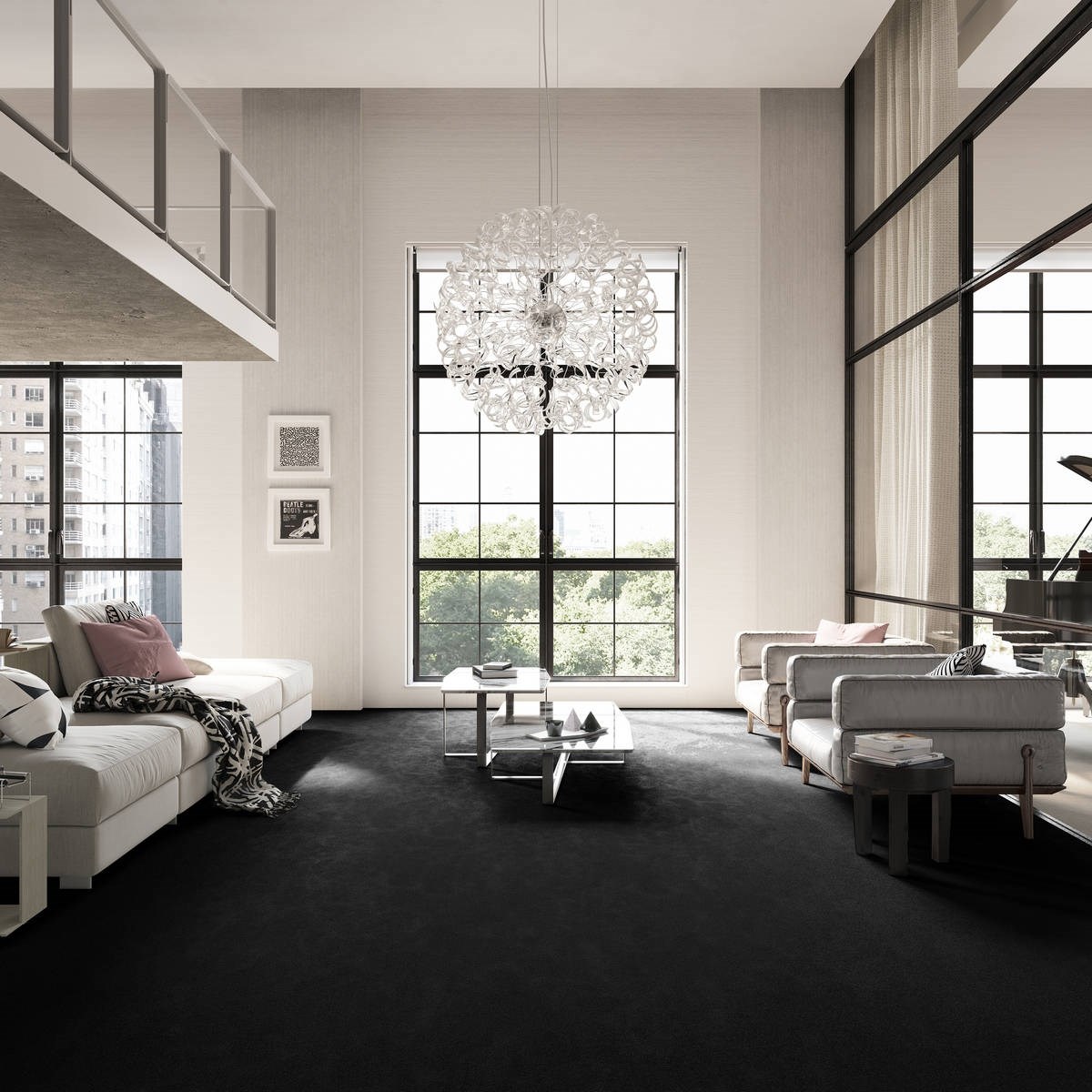 Heltäckningsmatta City Life Memories 99 400cm, Svart