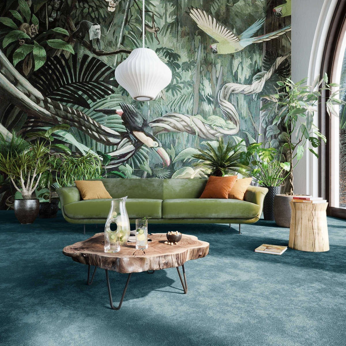 Heltäckningsmatta World Life Lounge 28 500cm, Turkos