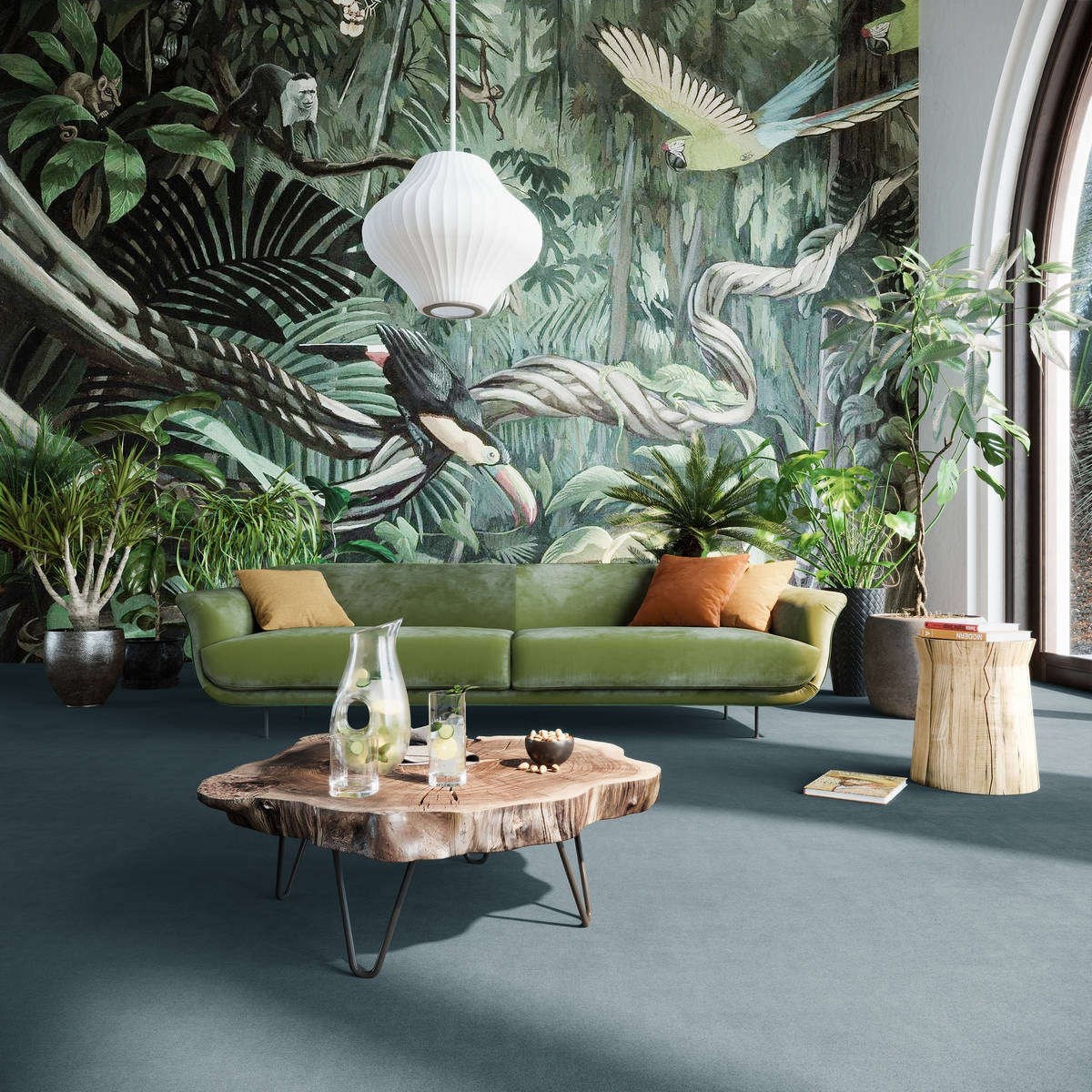 Heltäckningsmatta World Life Feeling 74 500cm, Turkos