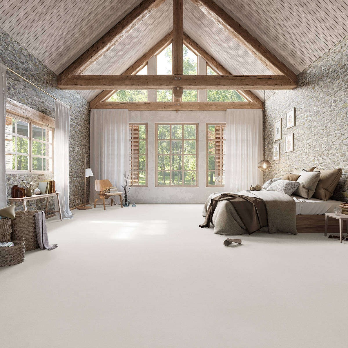 Heltäckningsmatta Simple Life Feeling 03 400cm, Vit