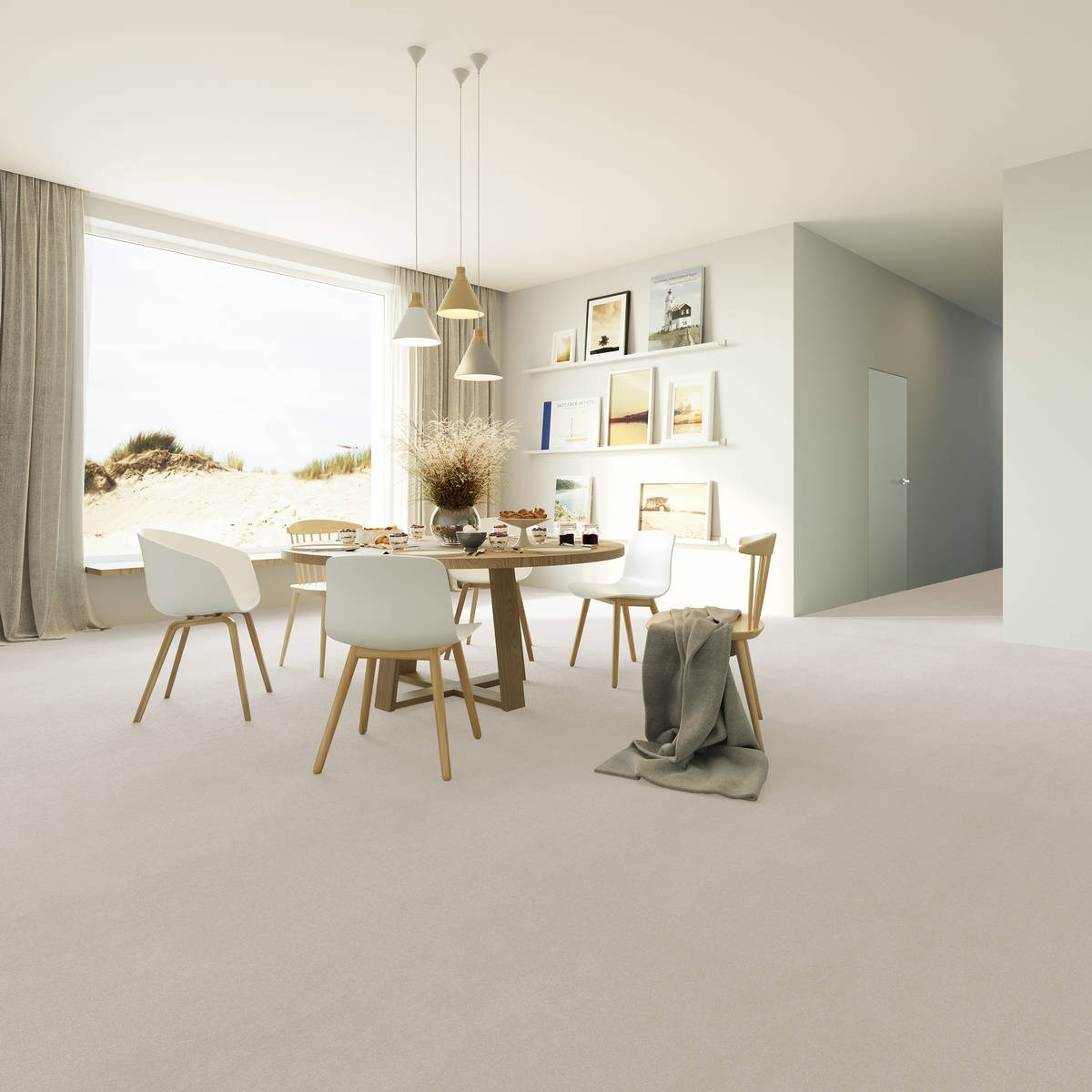 Heltäckningsmatta Simple Life Memories 03 400cm, Vit