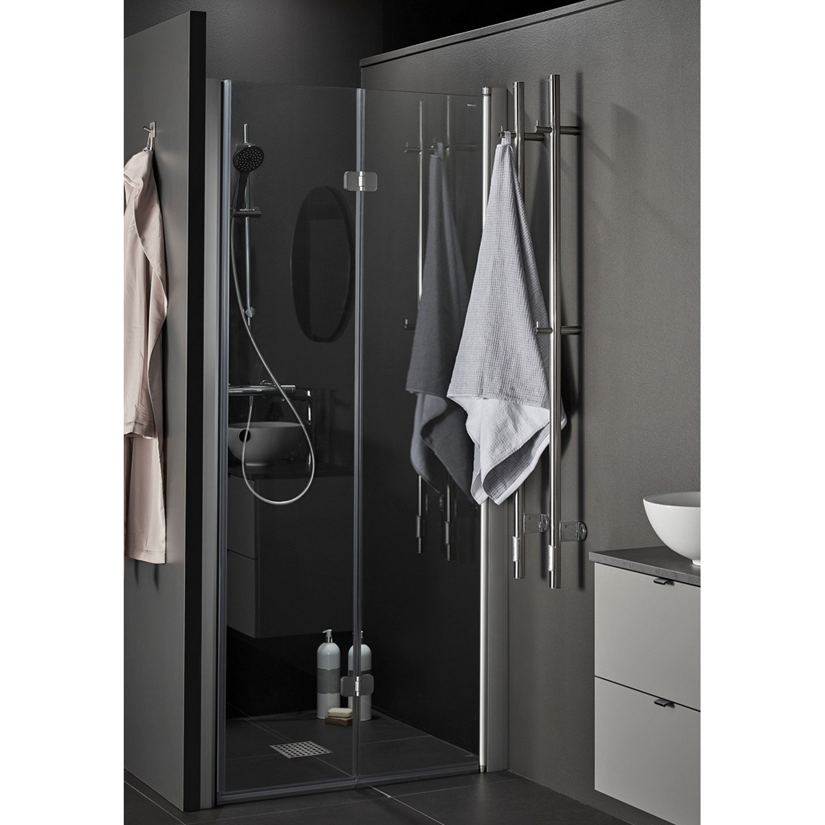 Vikbar Duschdörr Nisch Igloo Pro Vik Niche Aluminium, 750mm, Klarglas