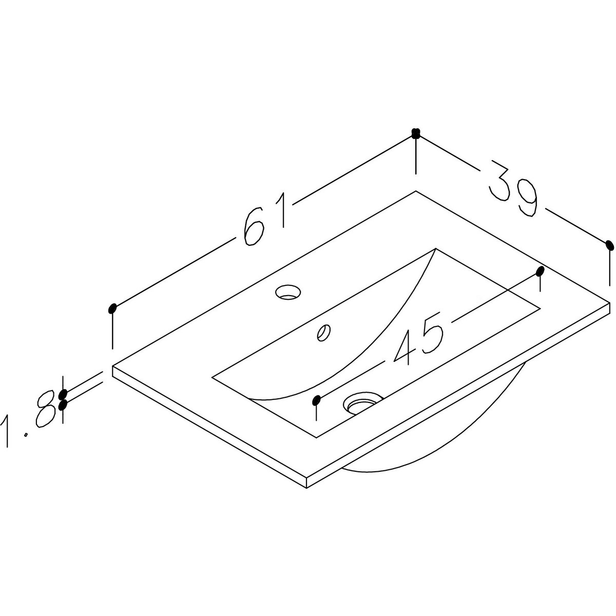 Handfat Luara 60x40cm, Vit