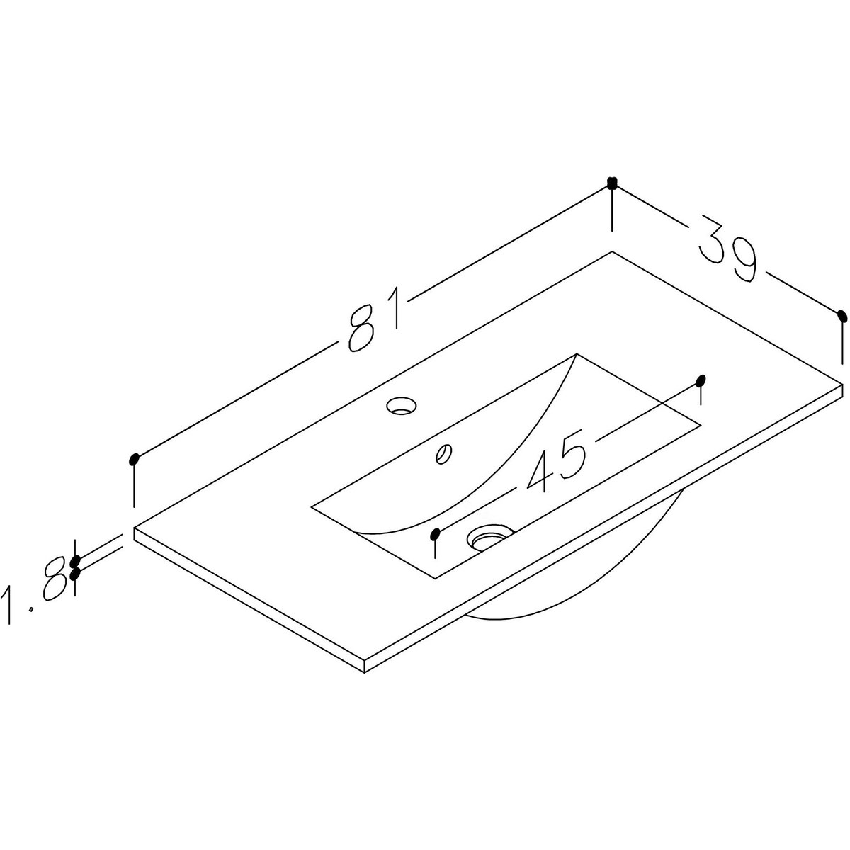 Handfat Luara 80x40cm, Vit
