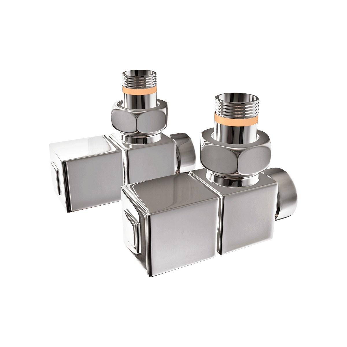 Ventilset Fyrkant Vinkel Blank, Krom