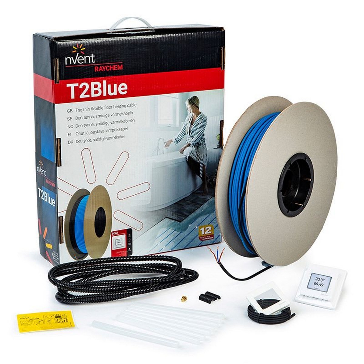 Elektrisk Golvvärme T2blå-10 Med Termostat 605W, 60m