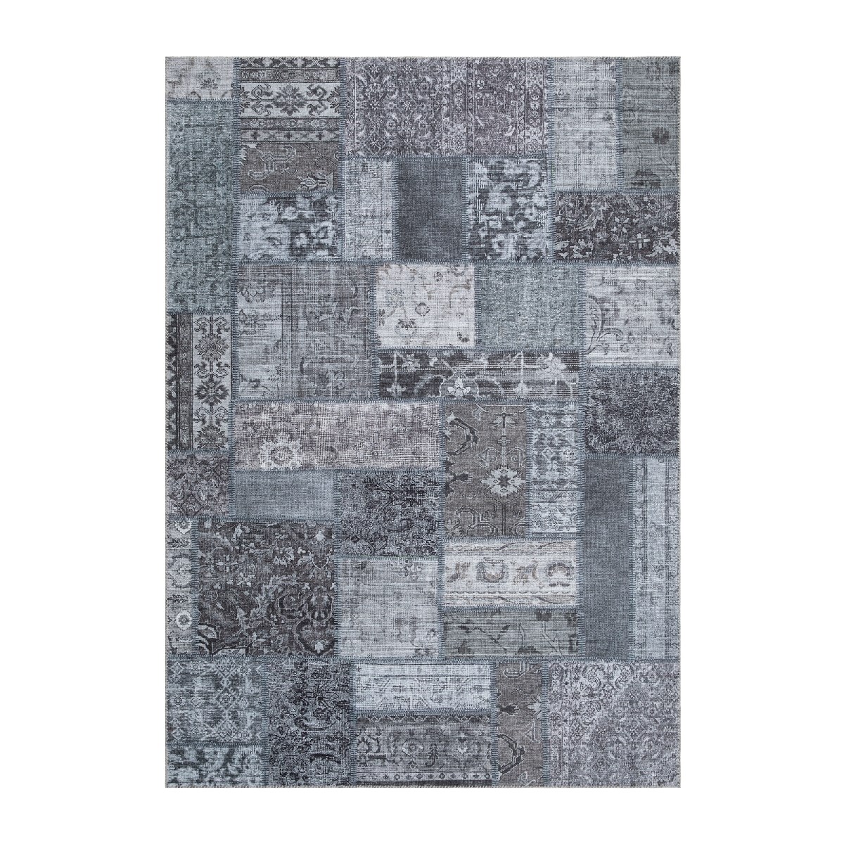 Wiltonmatta Patchwork Steel Grå, 230x160cm