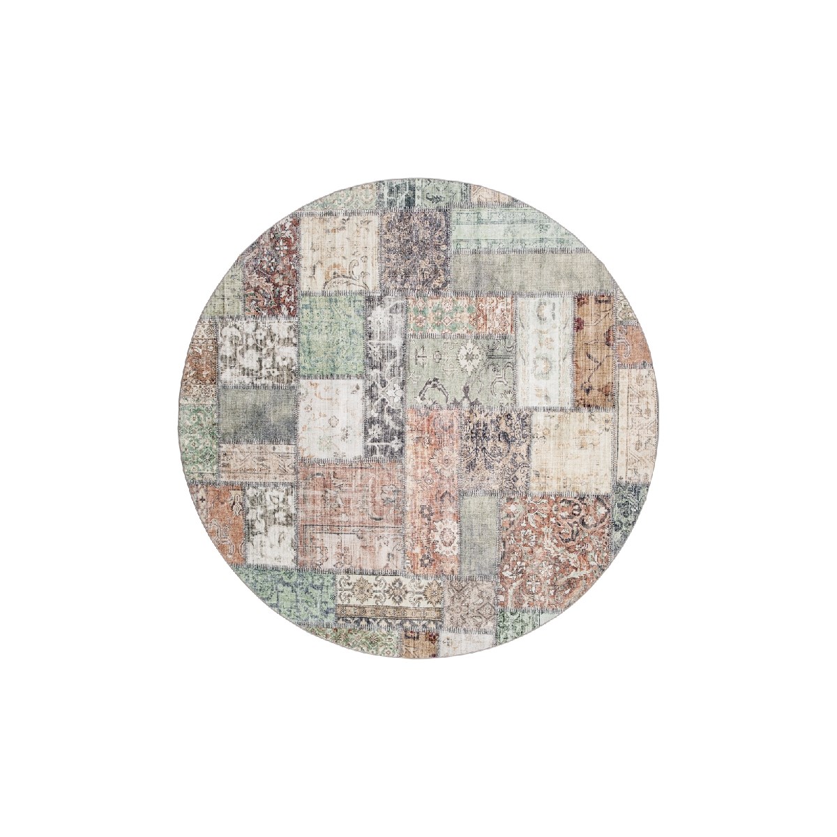 Wiltonmatta Tarfaya Patch Rund Grön, 200cm